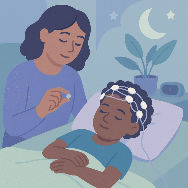 Melatonin Helps Children Sleep Better for EEG Tests – illustration