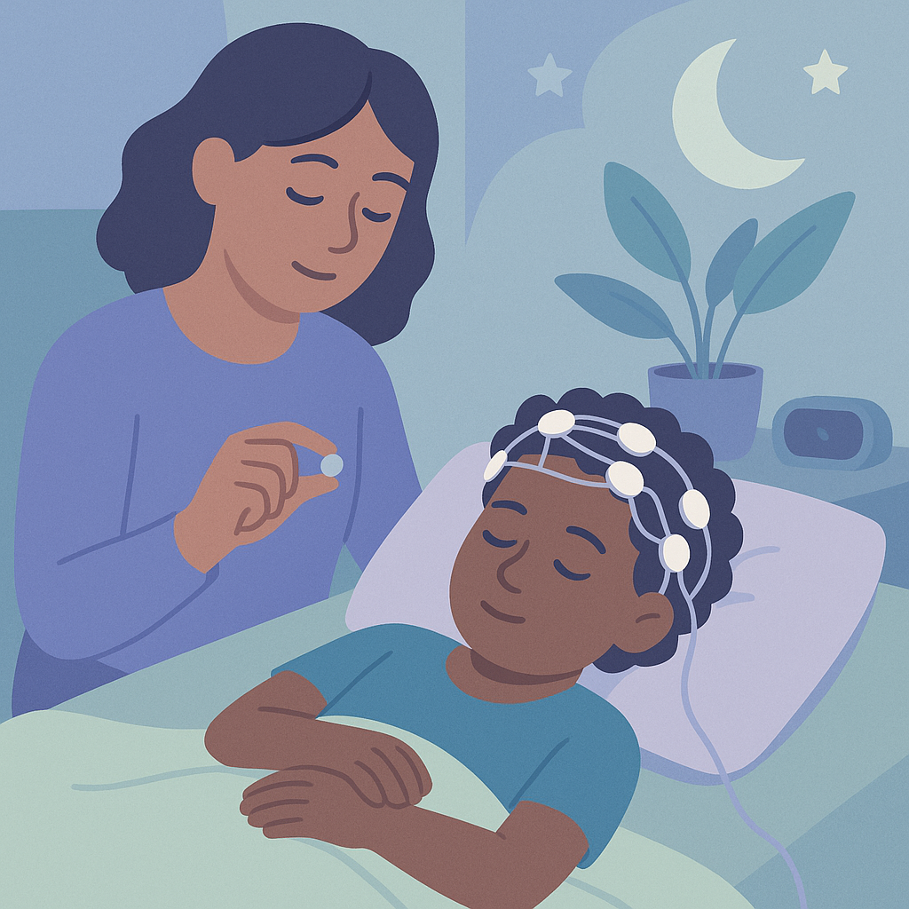 Melatonin Helps Children Sleep Better for EEG Tests – illustration