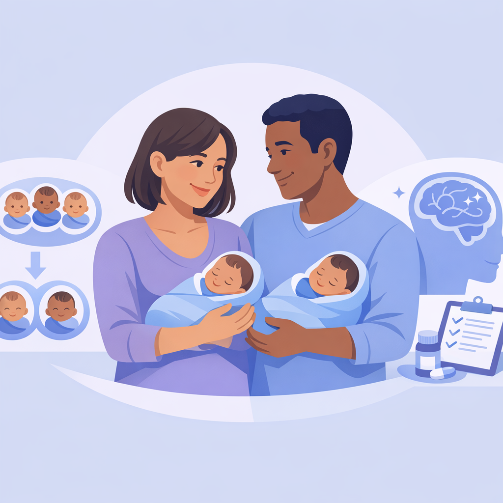 Reducing Triplets To Twins Linked To Fewer Brain Disorders – illustration
