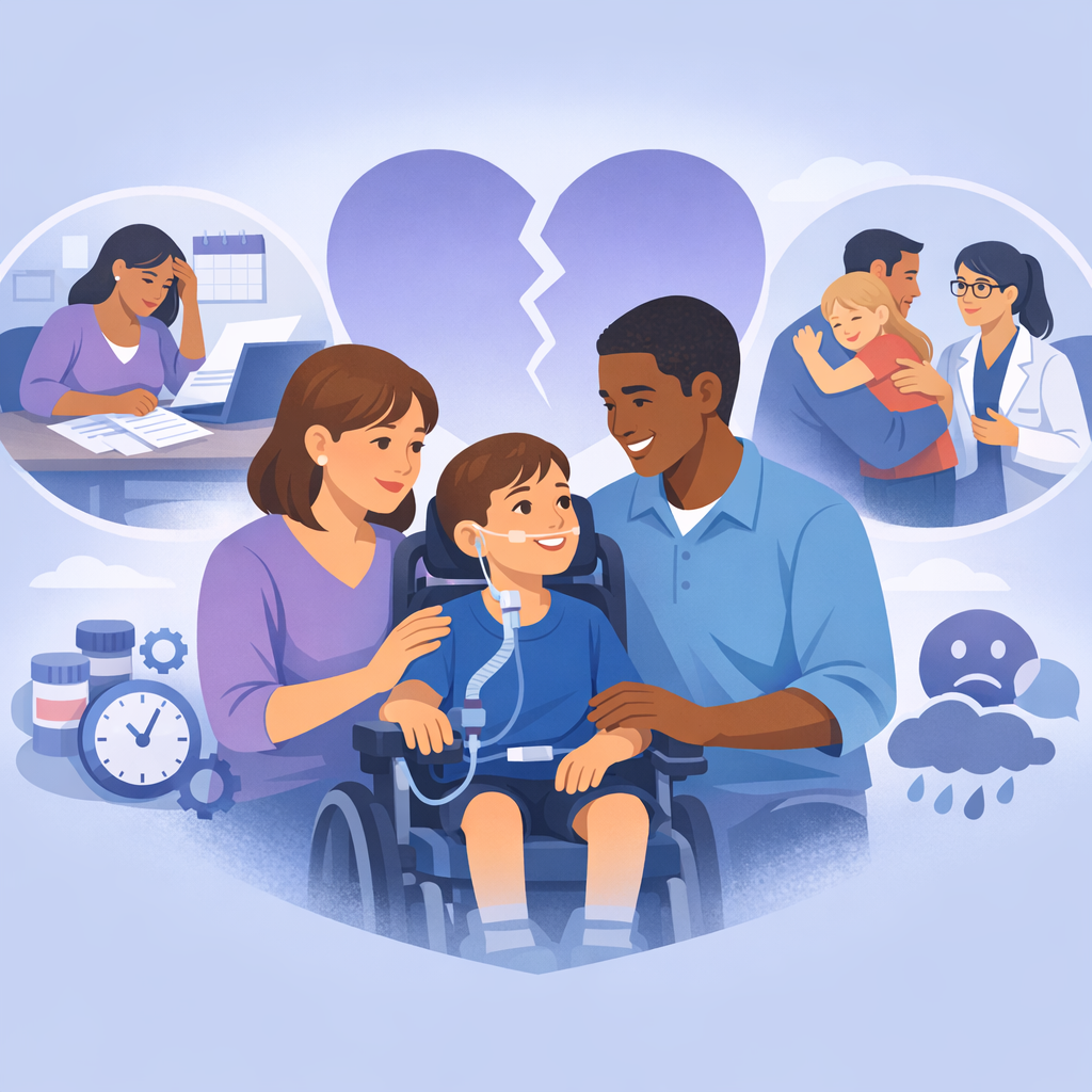 Caring For Medically Complex Children Can Harm Family Well-Being – illustration