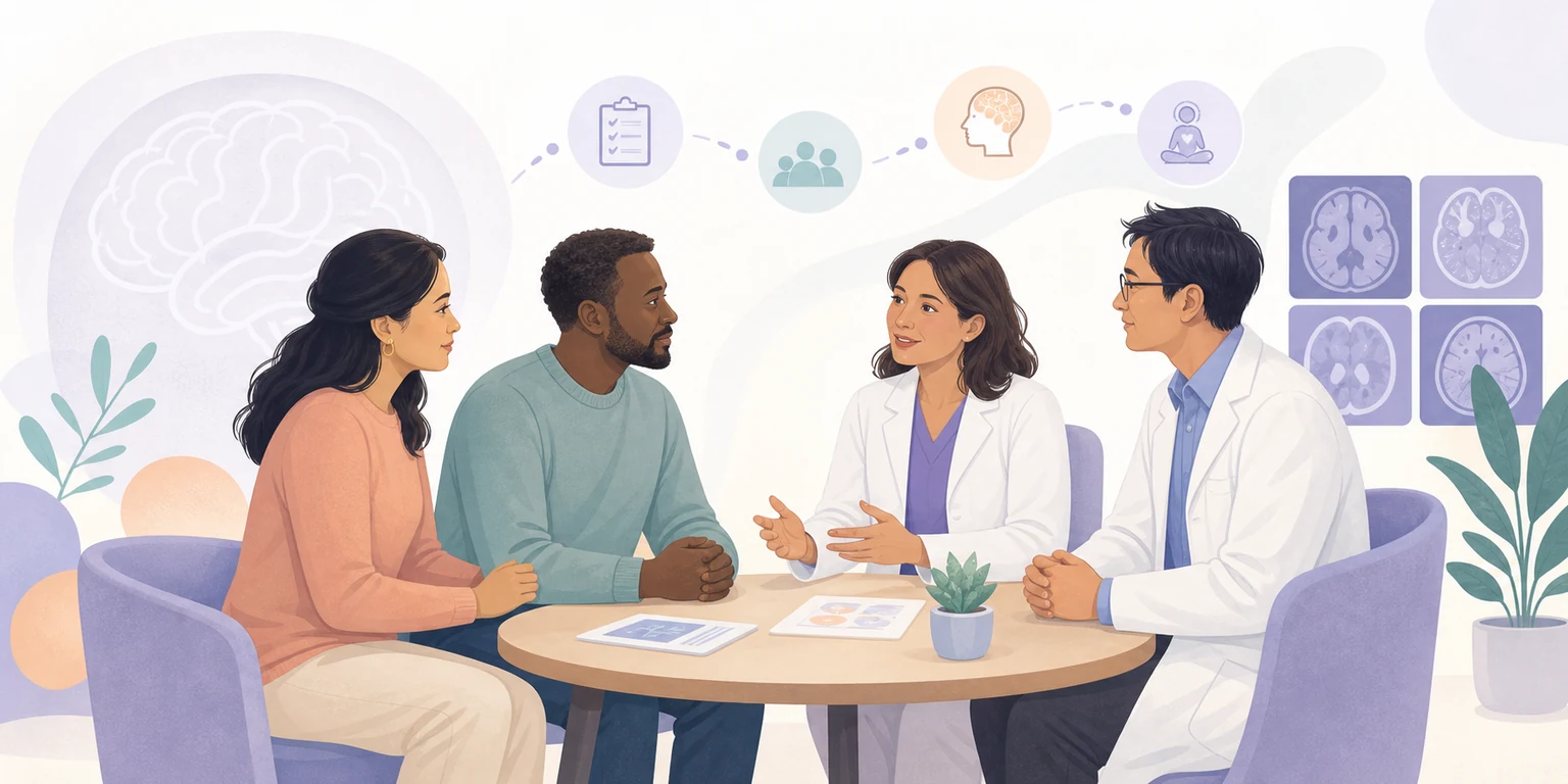 Patient and family discussing epilepsy surgery options with a neurologist and neurosurgeon