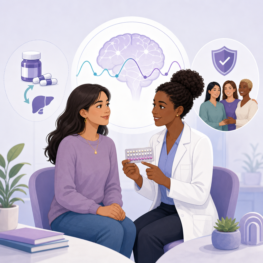 Conceptual illustration of antiseizure medications birth control