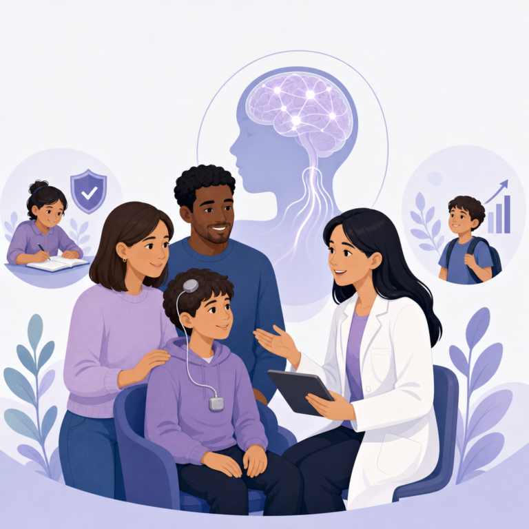 Conceptual illustration of pediatric epilepsy neuromodulation