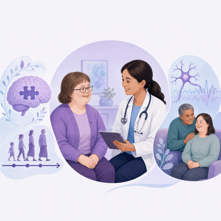 Conceptual illustration of epilepsy in Down syndrome