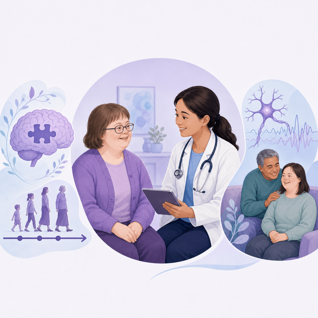 Conceptual illustration of epilepsy in Down syndrome