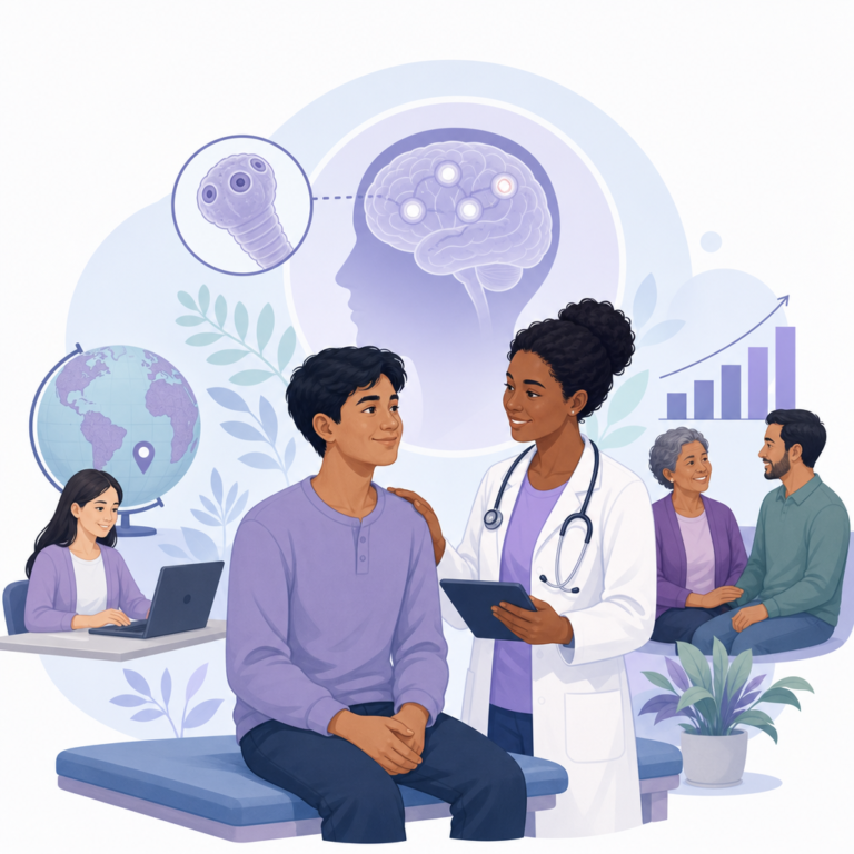 Conceptual illustration of neurocysticercosis and seizures