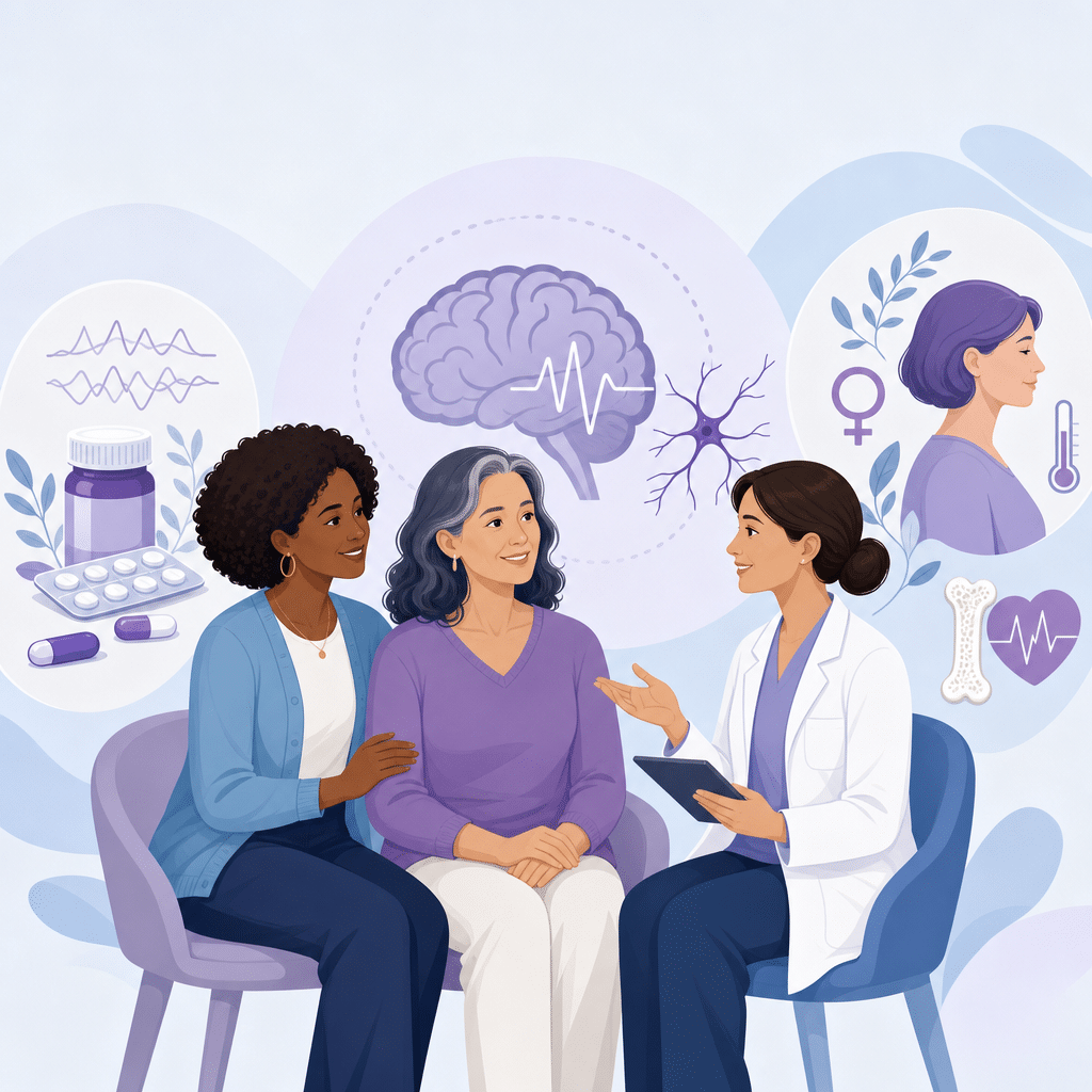 Conceptual illustration of epilepsy and menopause