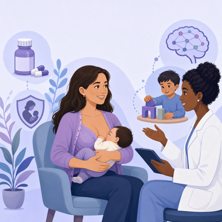 Conceptual illustration of breastfeeding and antiseizure medications